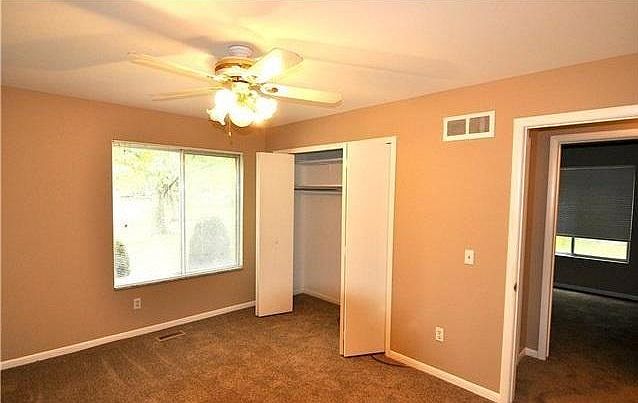 Master bedroom with ceiling fan