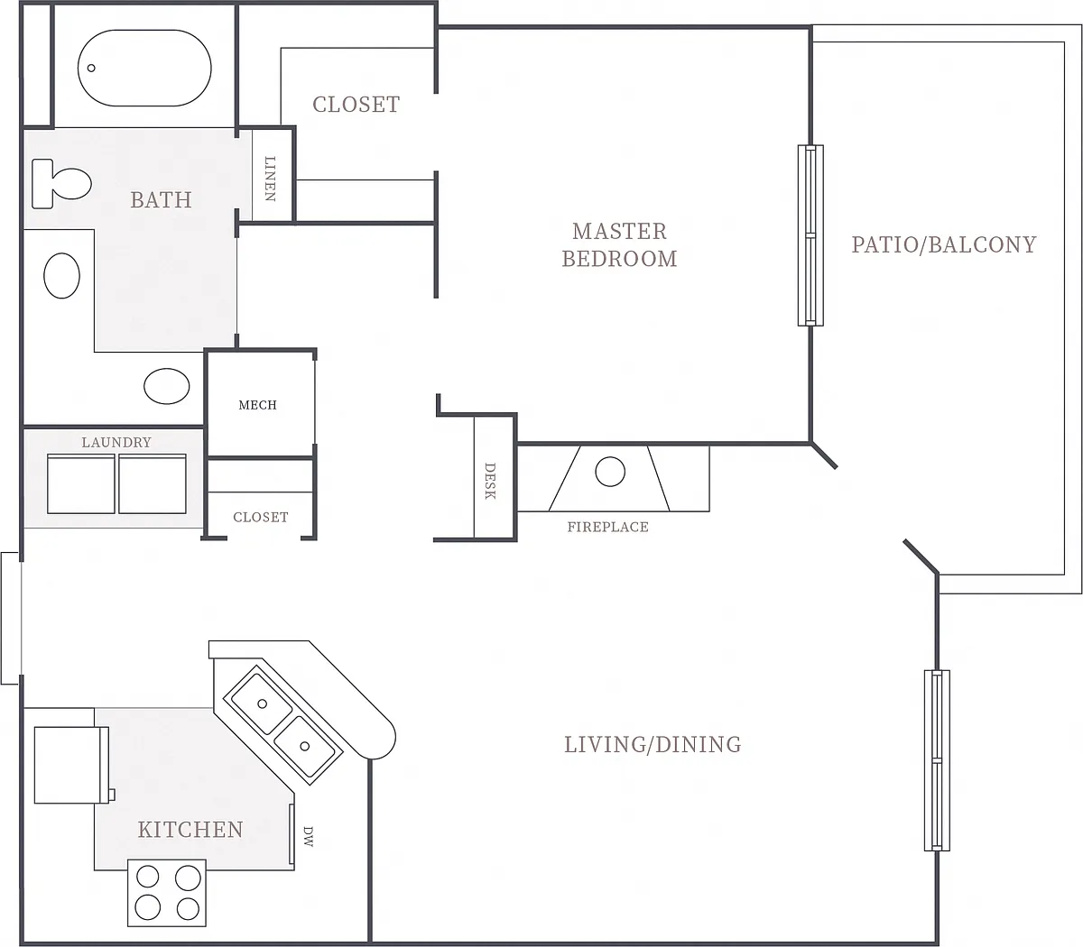 Floor plan 1 Bedroom 1 Bath
