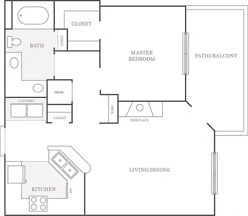 Floor plan 1 Bedroom 1 Bath