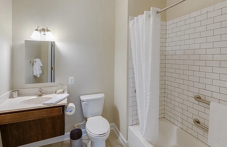 Bathroom with shower tile detailing