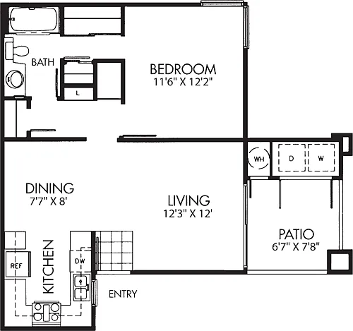 Floor plan One Bed One Bath