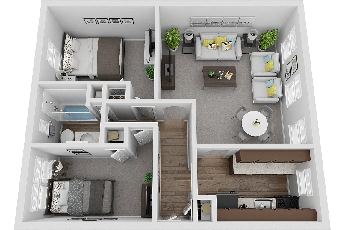 Floor plan Two Bedroom One Bath Renovated