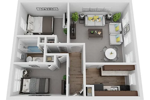Floor plan Two Bedroom One Bath Renovated
