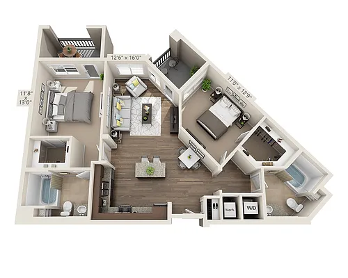 Floor plan Two Bedroom B2C