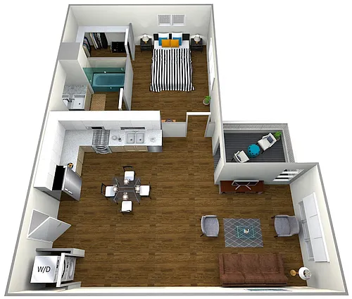 Floor plan 1 Bedroom, 1 Bathroom