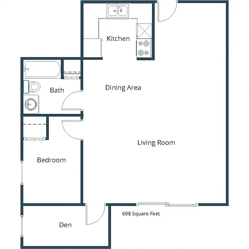 Floor plan One Bedroom 11E