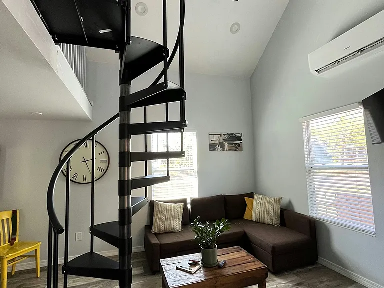 Spiral Staircase to access lofted bedroom