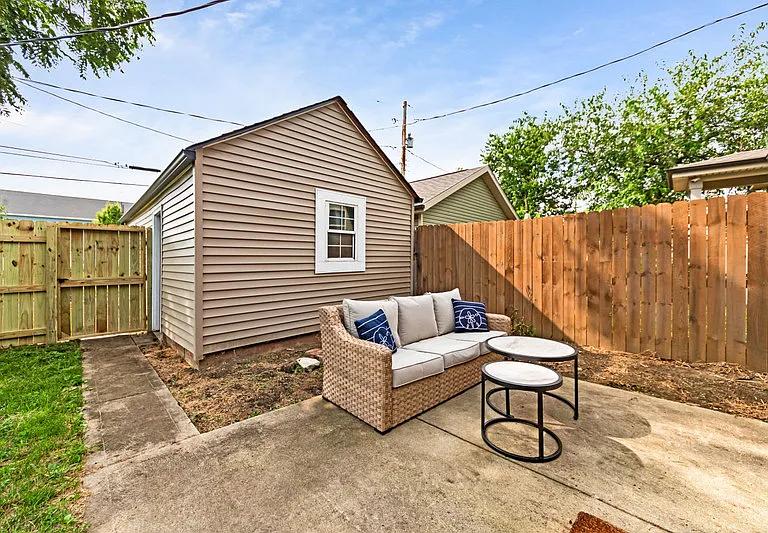 Fenced in private back patio.