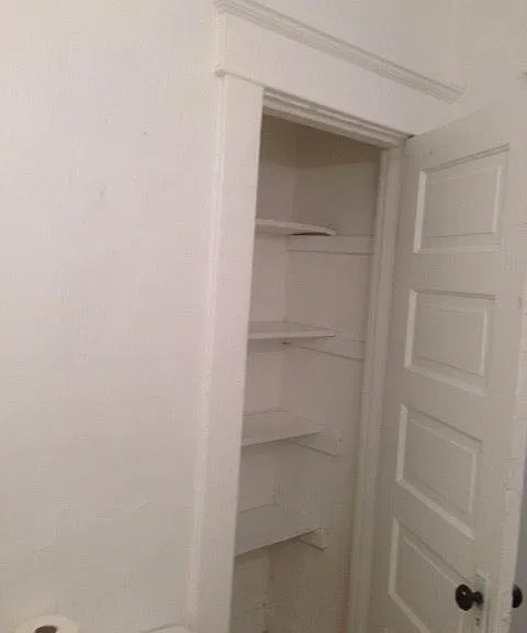 Large linen closet with built-ins