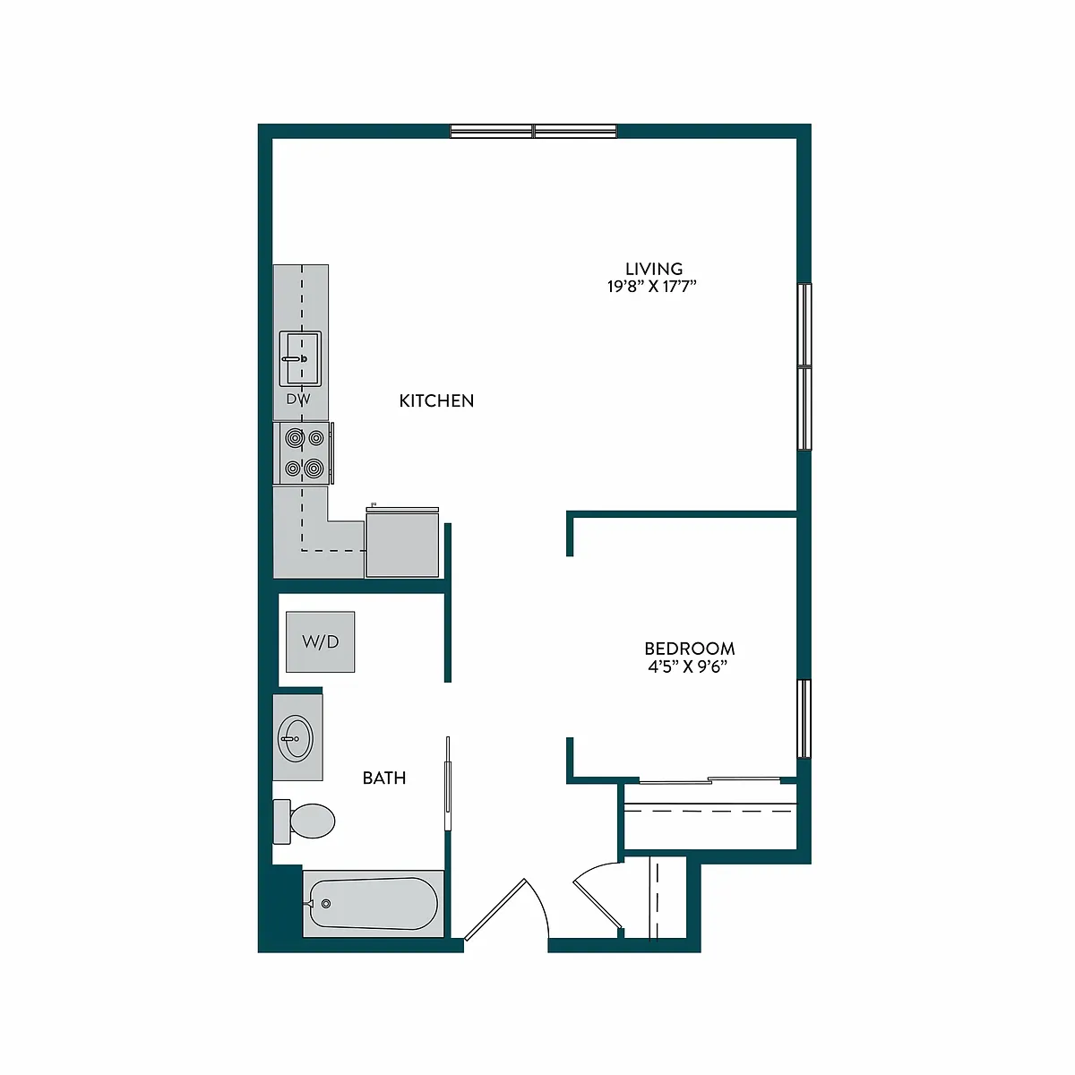Floor plan Open 1x1 D