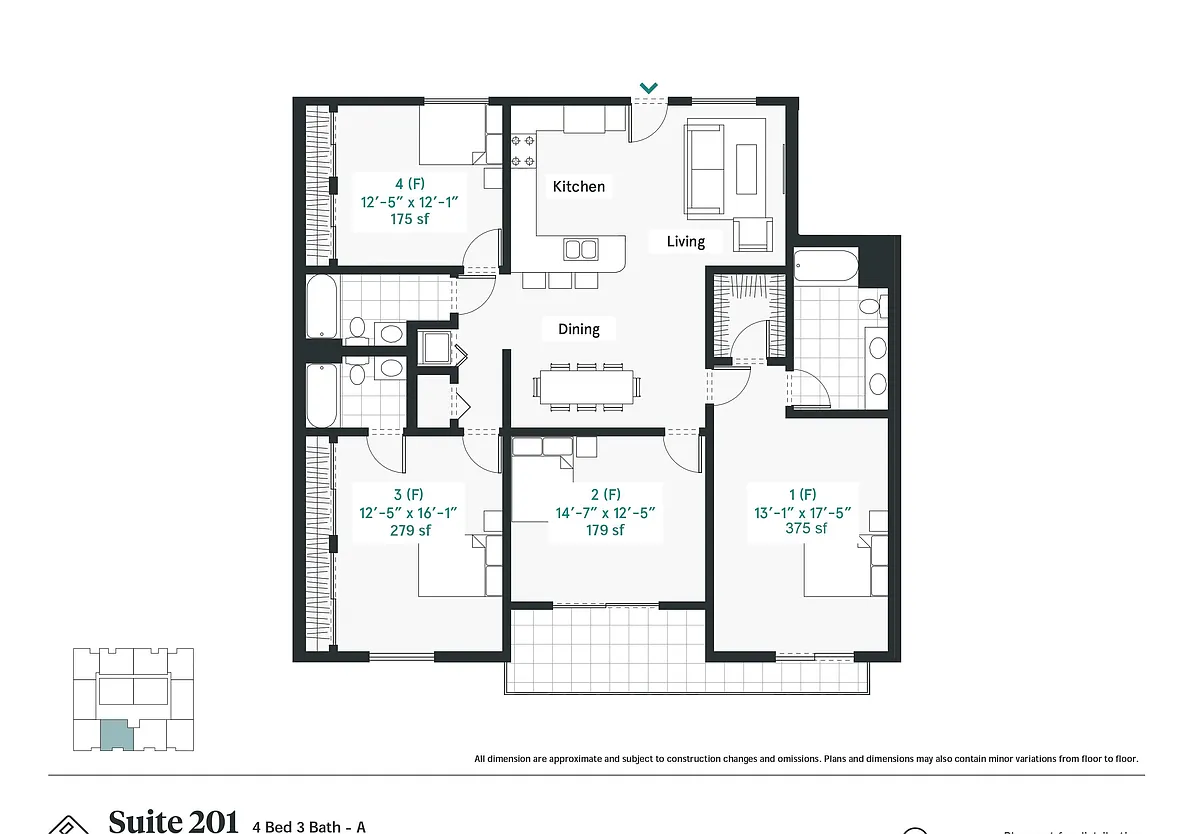 Floor plan 4 Beds 3 Baths