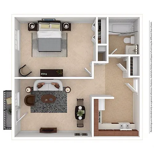 Floor plan 1 Bedroom 1 Bathoom Apartment