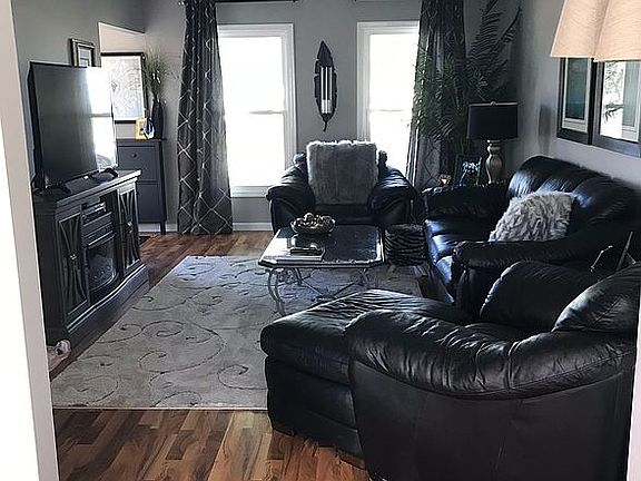 Living open to dining