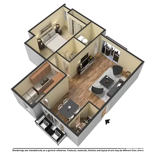 Floor plan 1 Bed, 1 Bath