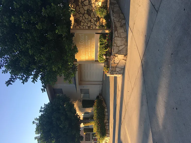 Outside university apartment complex