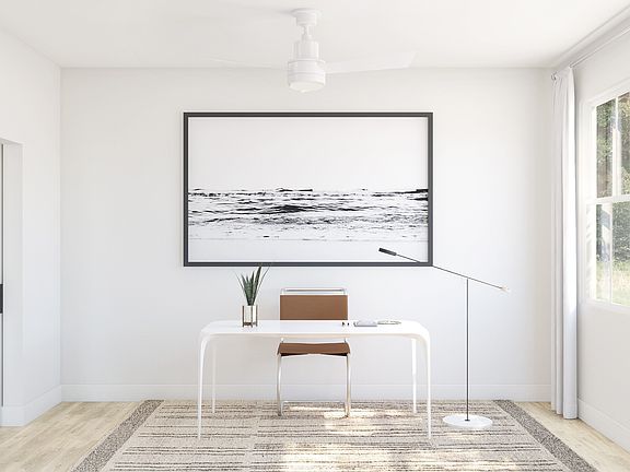 Private home office with trim detailing