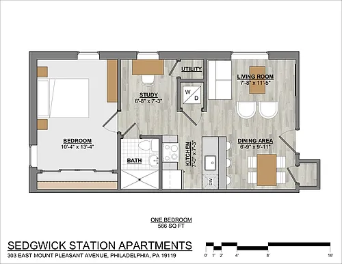 Floor plan 1 Bed | 1 Bath