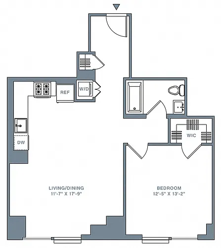 Floor plan 1 Bed_1 Bath-52-60 F