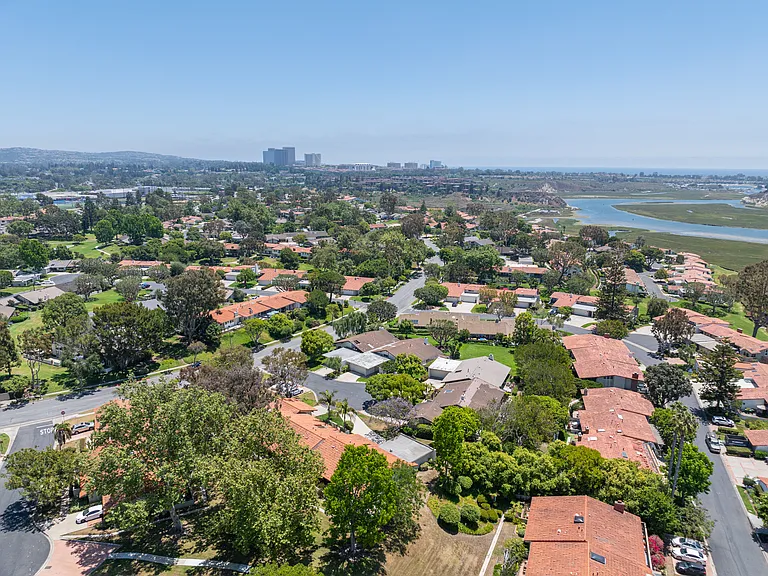 View towards Fashion Island and ocean.
