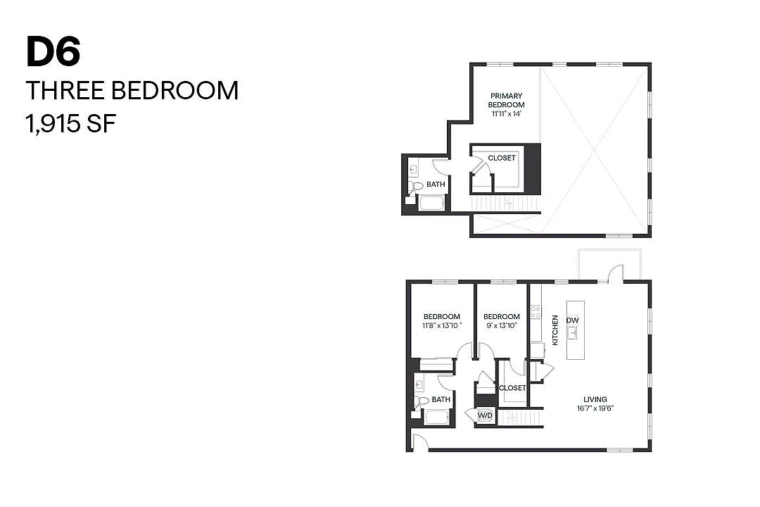 Floor plan Three Bedroom D6