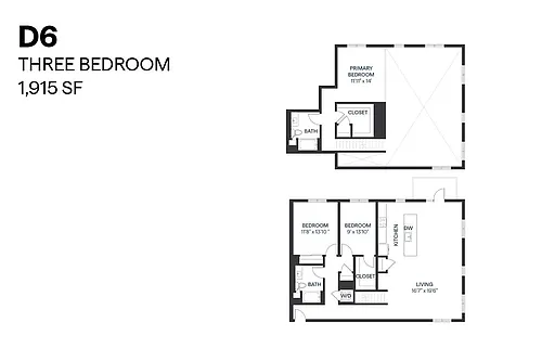 Floor plan Three Bedroom D6