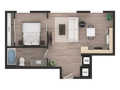 Floor plan 1BD1h