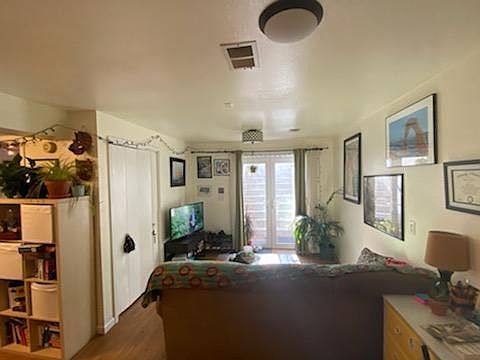 Looking toward the entry french doors
