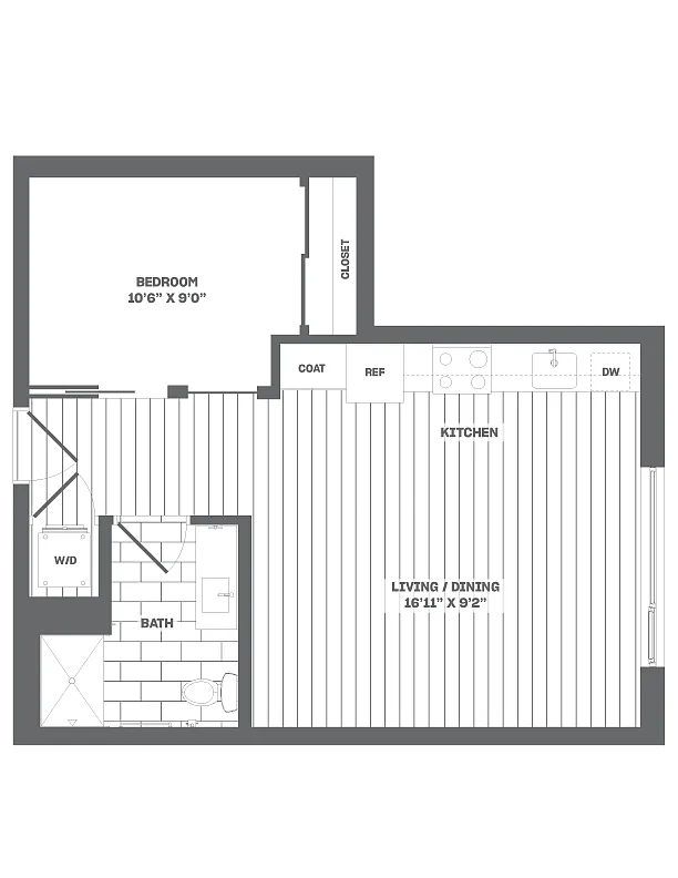 Floor plan 1 Bed/1 Bath-B6