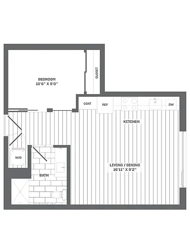 Floor plan 1 Bed/1 Bath-B6