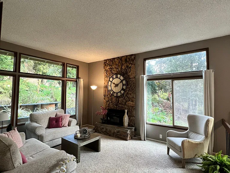 Lush carpeting and woodland views.