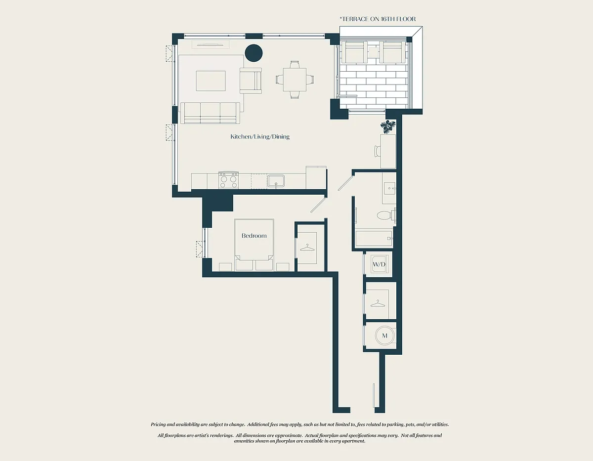 Floor plan 1 Bed - 1 Bath | A06A
