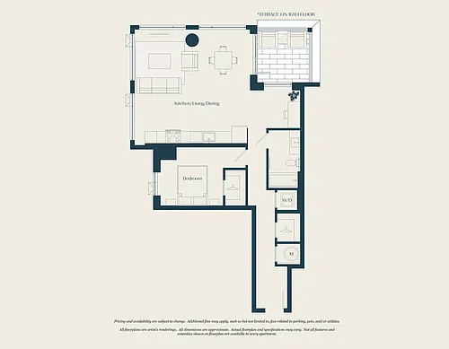 Floor plan 1 Bed - 1 Bath | A06A