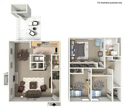 Floor plan Three Bedroom 1.5 Bath TH