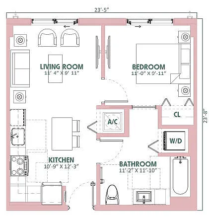 Floor plan 1B1 B80 WF