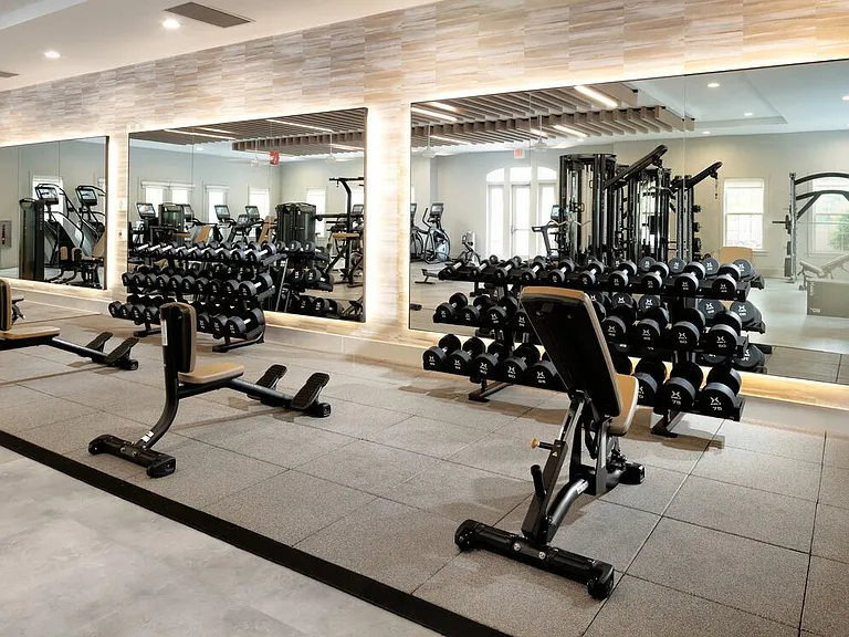 Fitness center with strength equipment