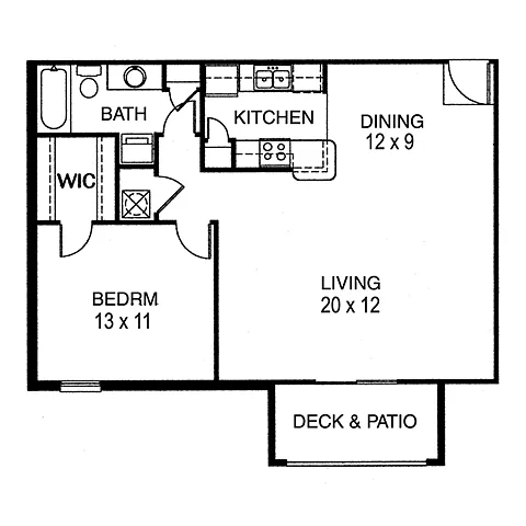 Floor plan 1 Bedroom, 1 Bathroom Extended