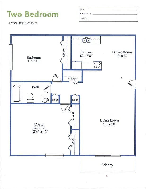 Floor plan 2 Bedroom 1 Bath