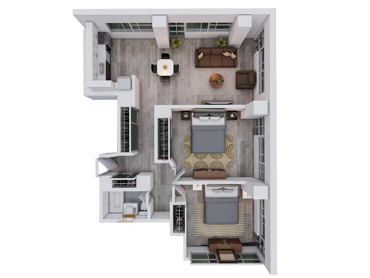 Floor plan Renovated 2 Bed 1 Bath_890
