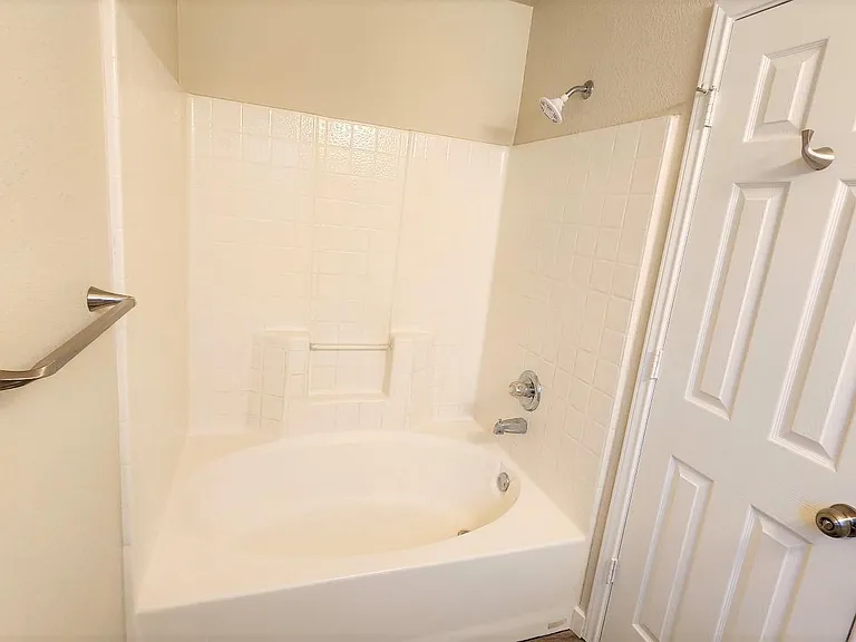 Oversized tub with shower.
