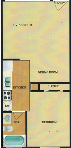 1x1 Emerald Floorplan 1x1 Emerald Floorplan