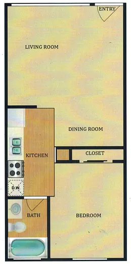 Floor plan 1 Bedroom 1 Bath