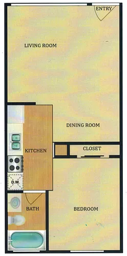 Floor plan 1 Bedroom 1 Bath