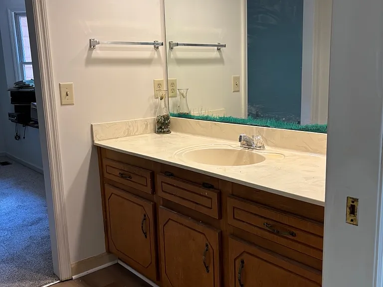 master sink area with new luxury vinyl plank flooring