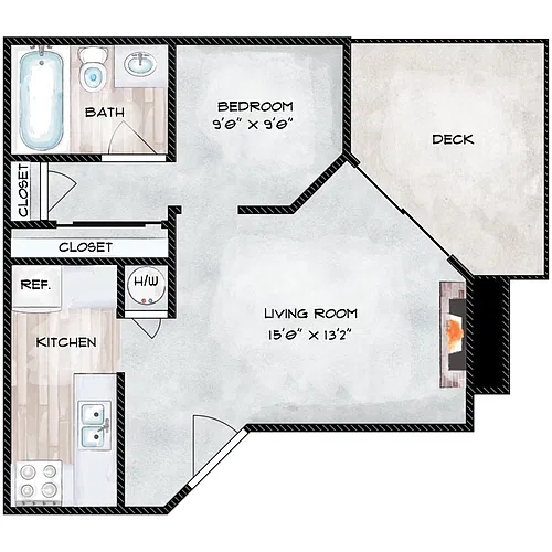 Floor plan Jr One Bedroom One Bath