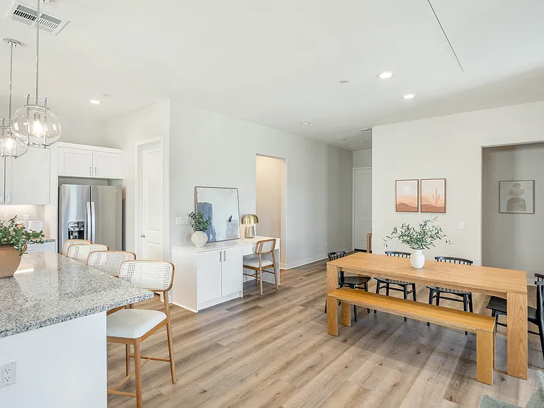For remote workers, there is a conveniently placed desk for you to work with ease.