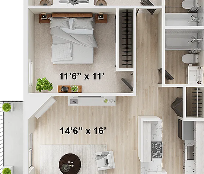 2 BR x 2 BA - A Floorplan - Renovated 2 BR x 2 BA - A Floorplan - Renovated