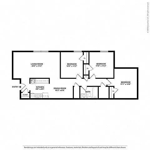 Floor plan 3 Bedroom-Renovated