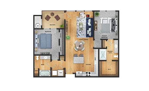 Floor plan 2 Bedroom, 2 Bathroom