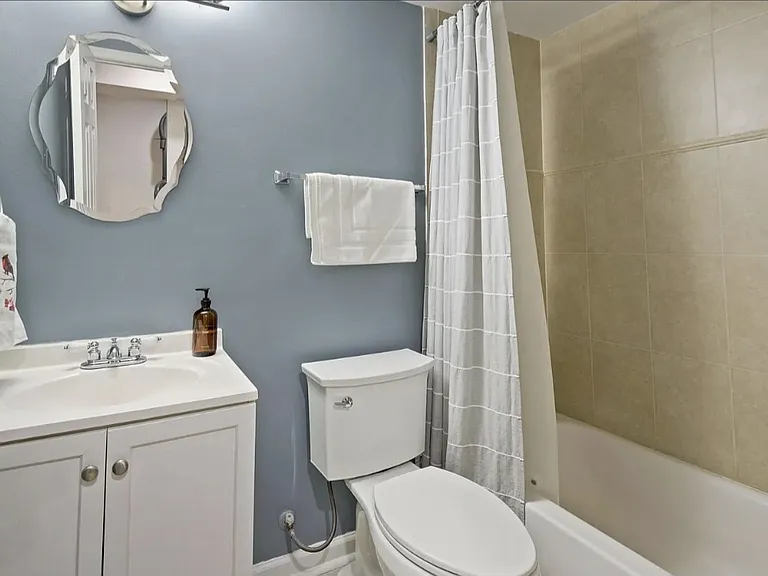 Full, private bathroom in basement