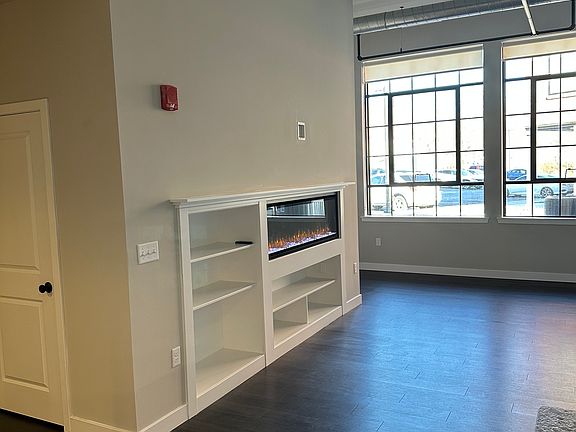Living room with large industrial sized windows